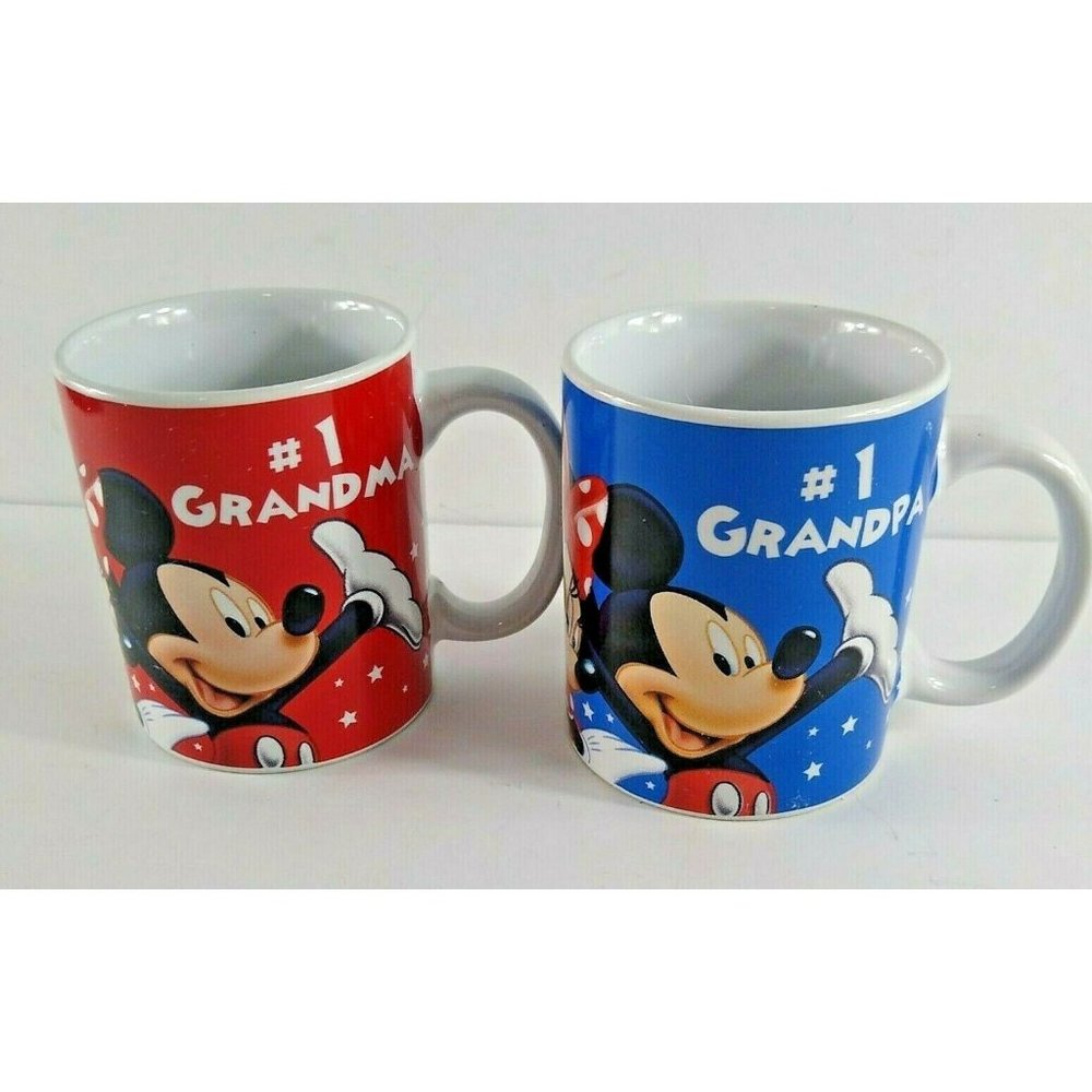 Disney Jerry Leigh Mugs #1 Grandma & Grandpa Coffee Mugs Mickey Minnie Florida
